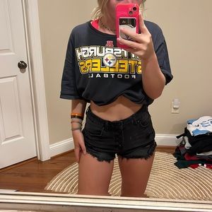 Black ripped jean shorts